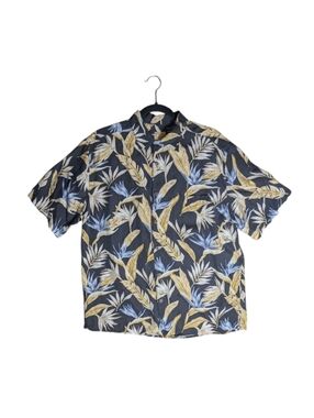 100% Silk Tropical Bird of Paradise Hawaiian Shirt • Men’s M